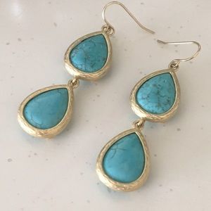 Gold and Turquoise Dangle Earrings